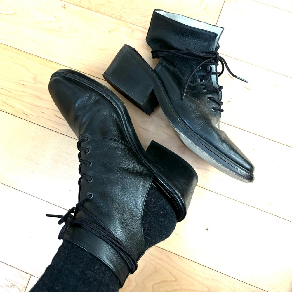 Rodeo Drive 90’s couture! Open Heel ankle Boots Lace Ties Leather Womens 8 - Picture 3 of 8